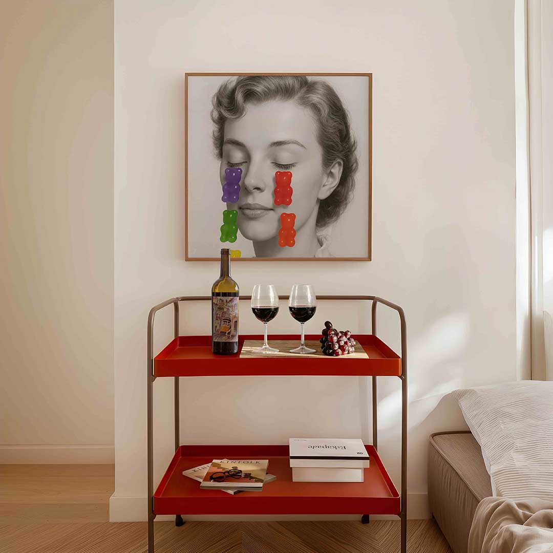 Vrouw met kleurrijke beren Poster