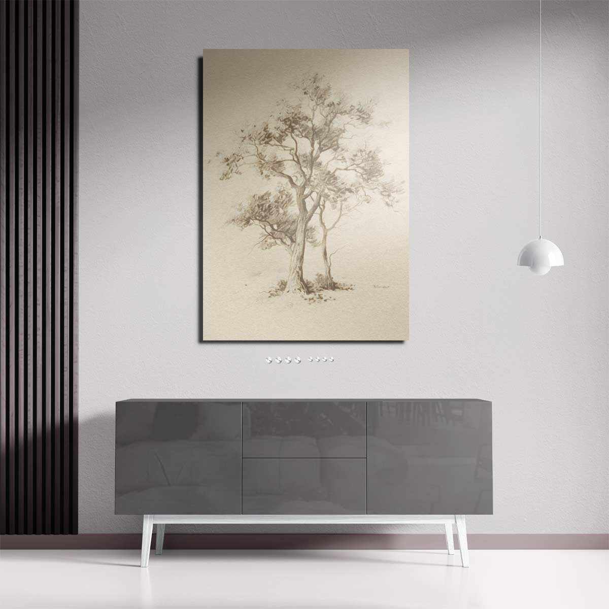 Mystieke Bomen Tekening Kunstwerk-canvas-dibond-plexiglas-wanddecoratie-WallArtistic