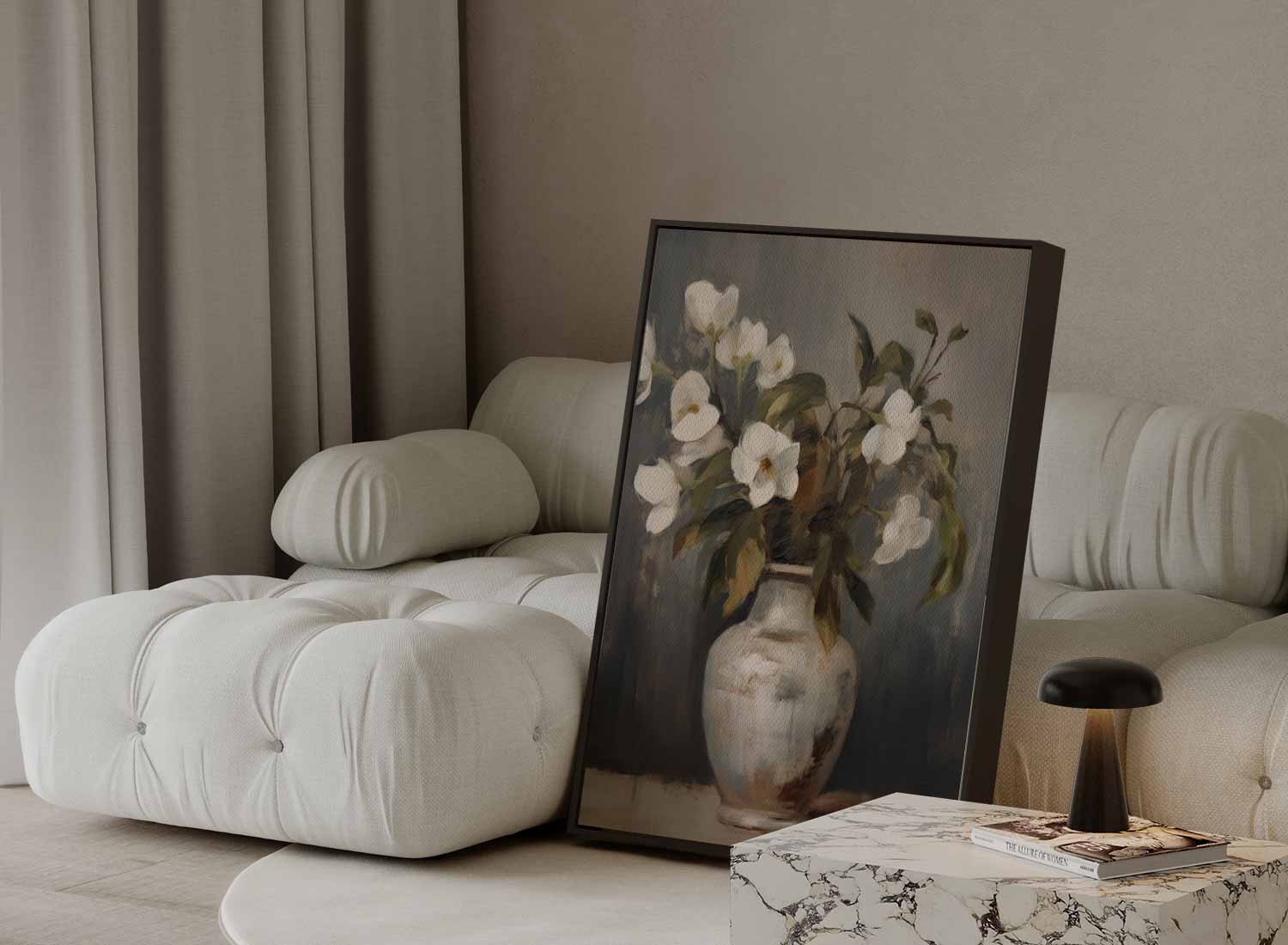 Elegante Bloemenpracht in Aardetinten Kunstwerk-canvas-dibond-plexiglas-wanddecoratie-WallArtistic