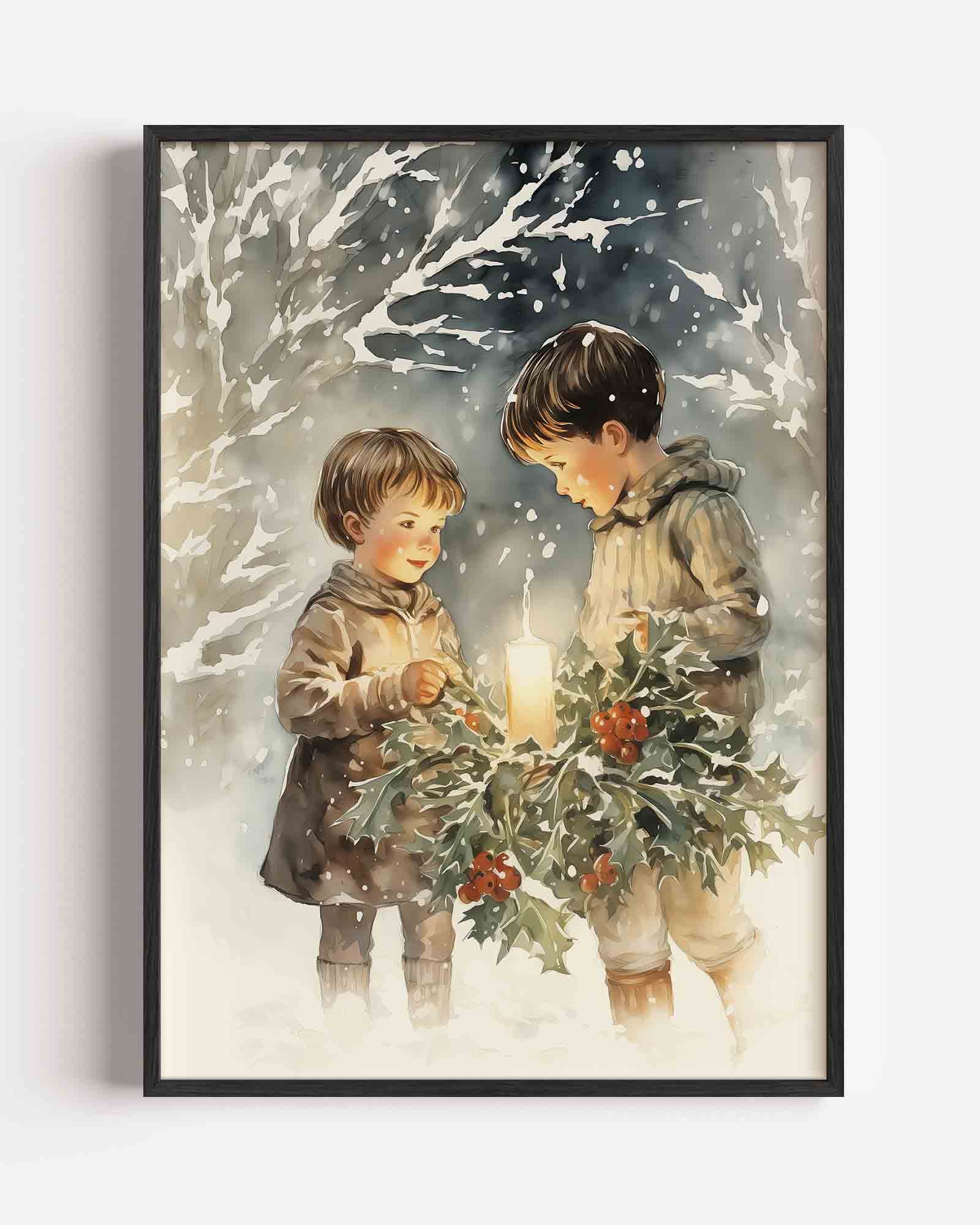 Kinderen met kaars Poster