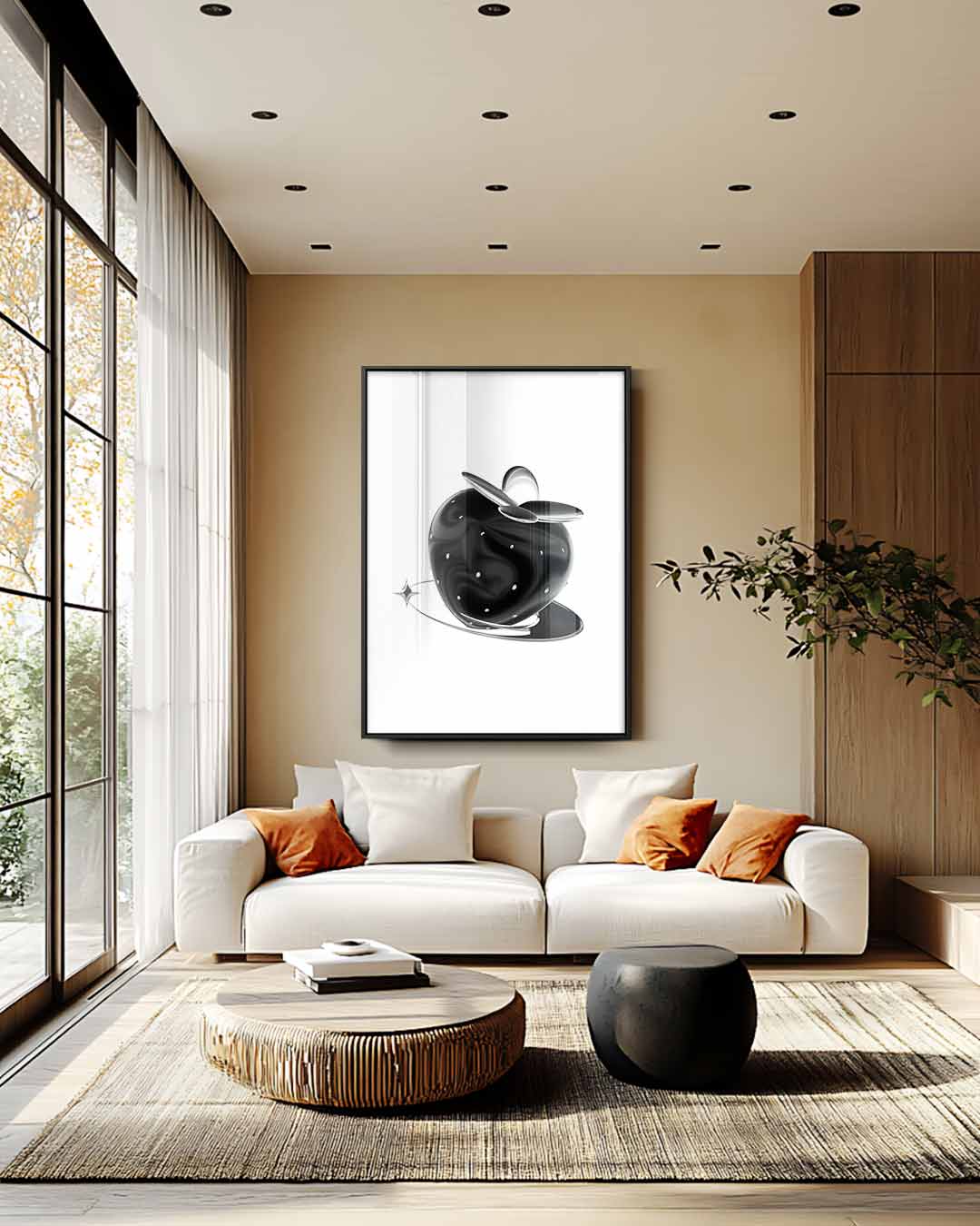 Futuristische Zwarte Aardbei Kunstwerk-canvas-dibond-plexiglas-wanddecoratie-WallArtistic