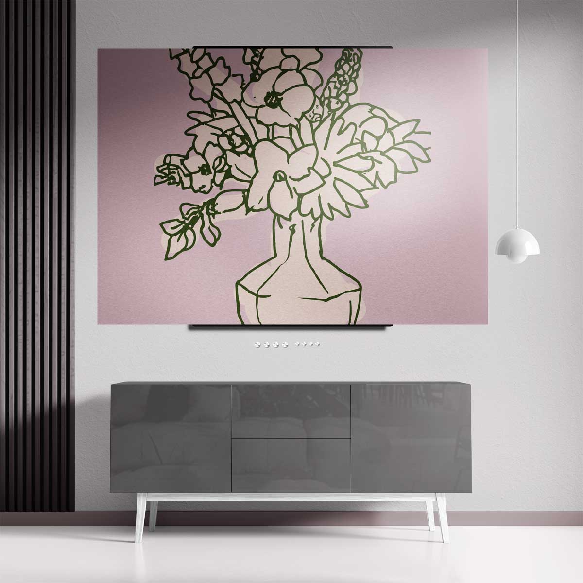 Bloemenpracht in Lijnkunst Kunstwerk-canvas-dibond-plexiglas-wanddecoratie-WallArtistic