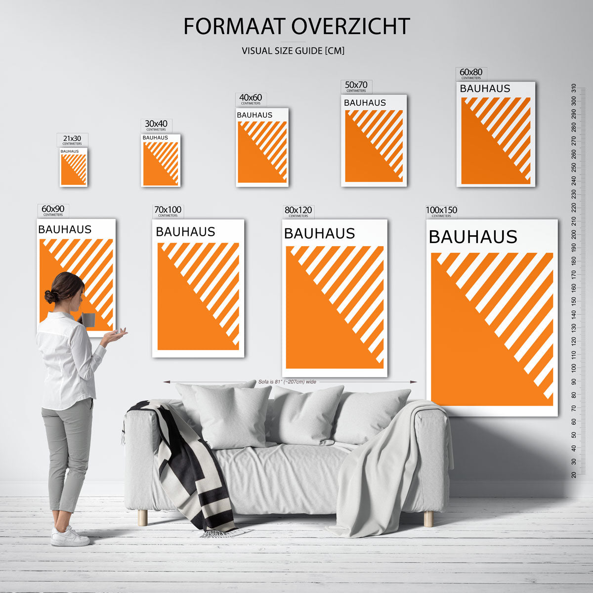 Oranje lijnenspel Poster