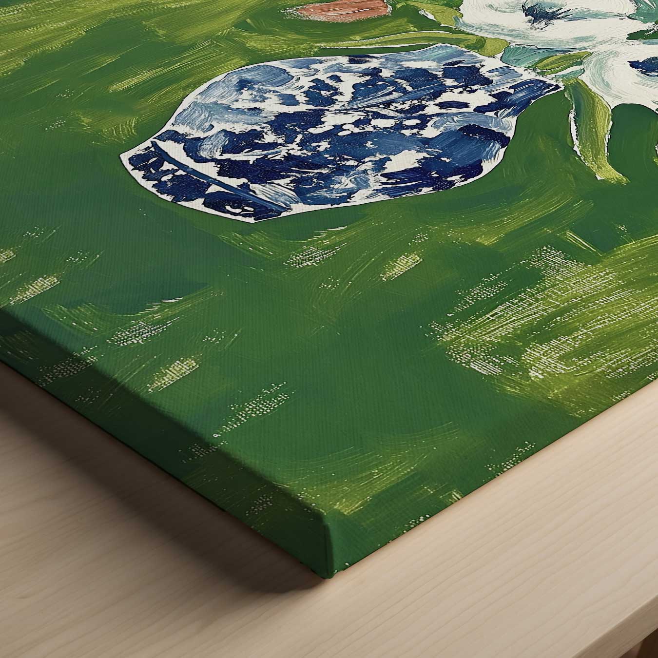 Bloemenpracht in Blauwe Vaas Kunstwerk-canvas-dibond-plexiglas-wanddecoratie-WallArtistic