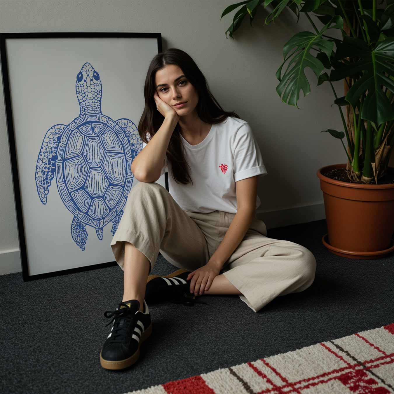 Relaxte Schildpad Illustratie Poster-WallArtistic