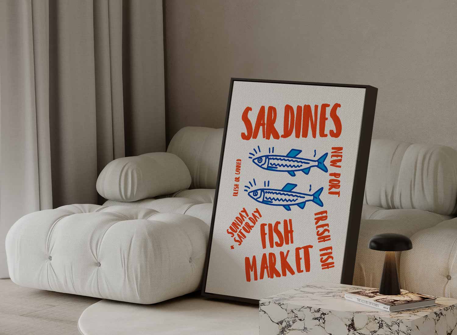Retro Sardiens Vismarkt Poster