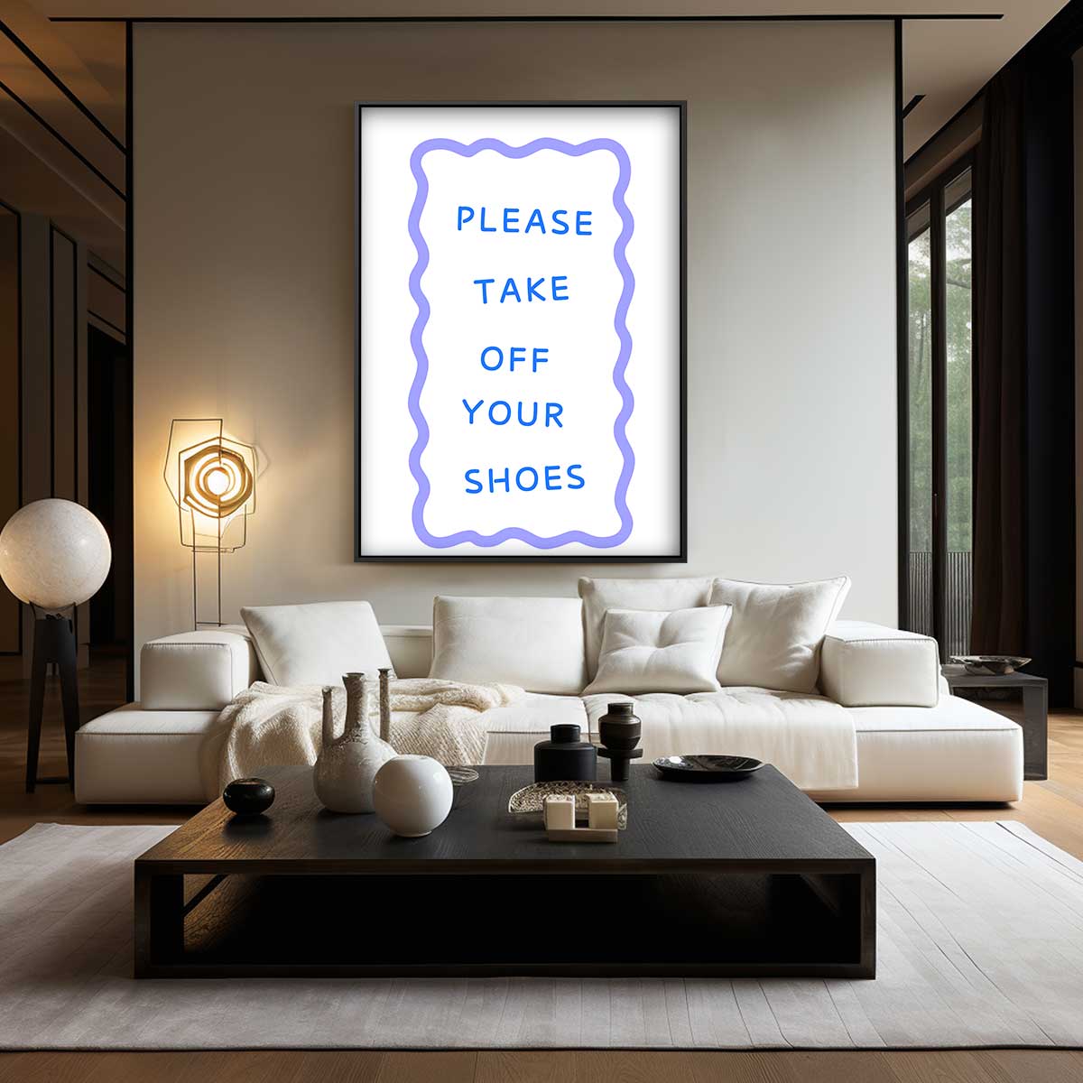 Welkomstbord "Schoenen Uit Kunstwerk-canvas-dibond-plexiglas-wanddecoratie-WallArtistic