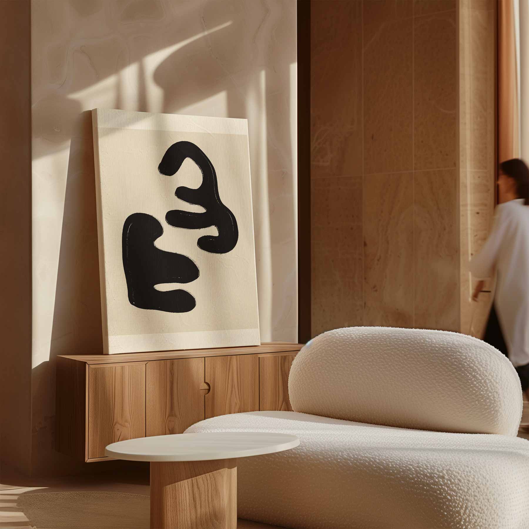 Organische Vormen in Zwart Kunstwerk-canvas-dibond-plexiglas-wanddecoratie-WallArtistic