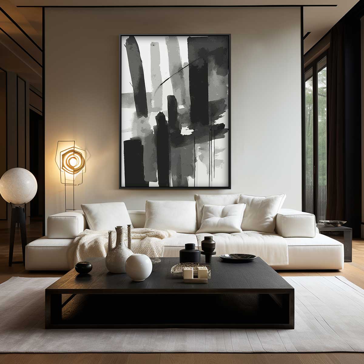 Moderne Sluier van Zwart & Wit Kunstwerk-canvas-dibond-plexiglas-wanddecoratie-WallArtistic