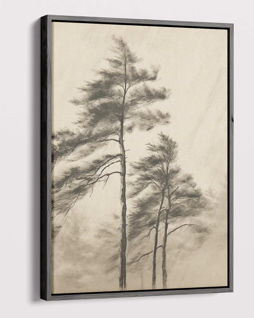 Sereen Boslandschap in Potlood Kunstwerk-canvas-dibond-plexiglas-wanddecoratie-WallArtistic