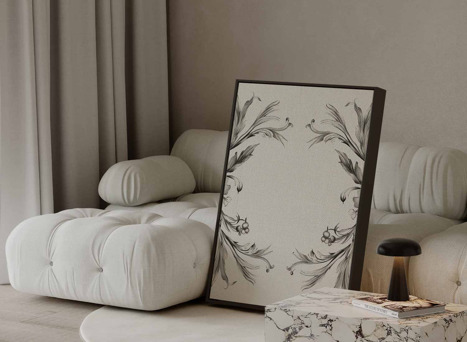 Elegante Bloemenillustratie Kunstwerk-canvas-dibond-plexiglas-wanddecoratie-WallArtistic