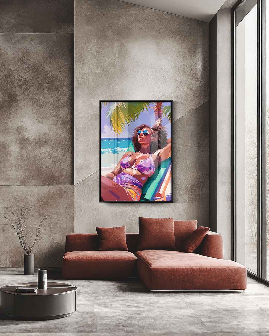 Zomers Genieten op het Strand Kunstwerk-canvas-dibond-plexiglas-wanddecoratie-WallArtistic