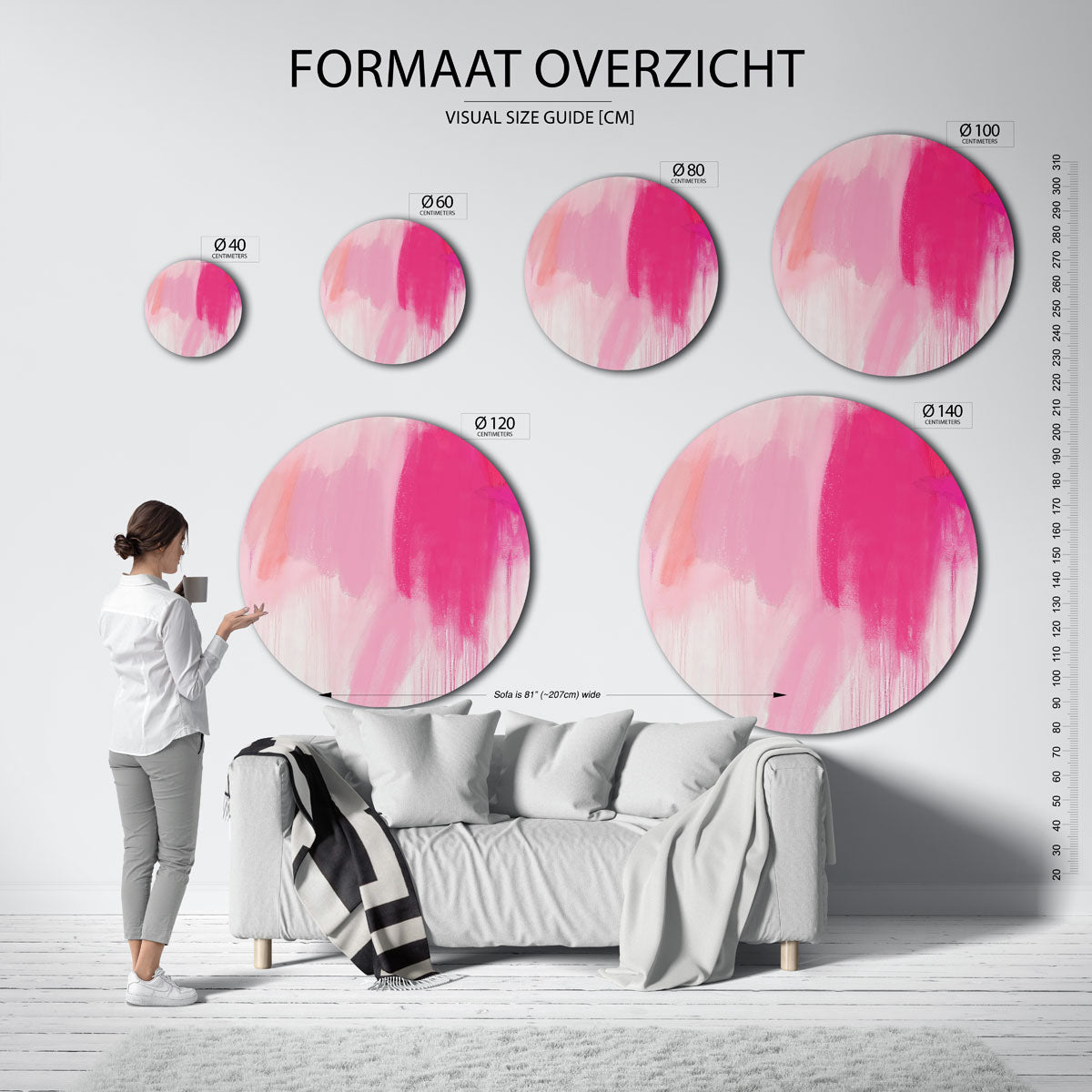 Roze tinten Muurcirkel