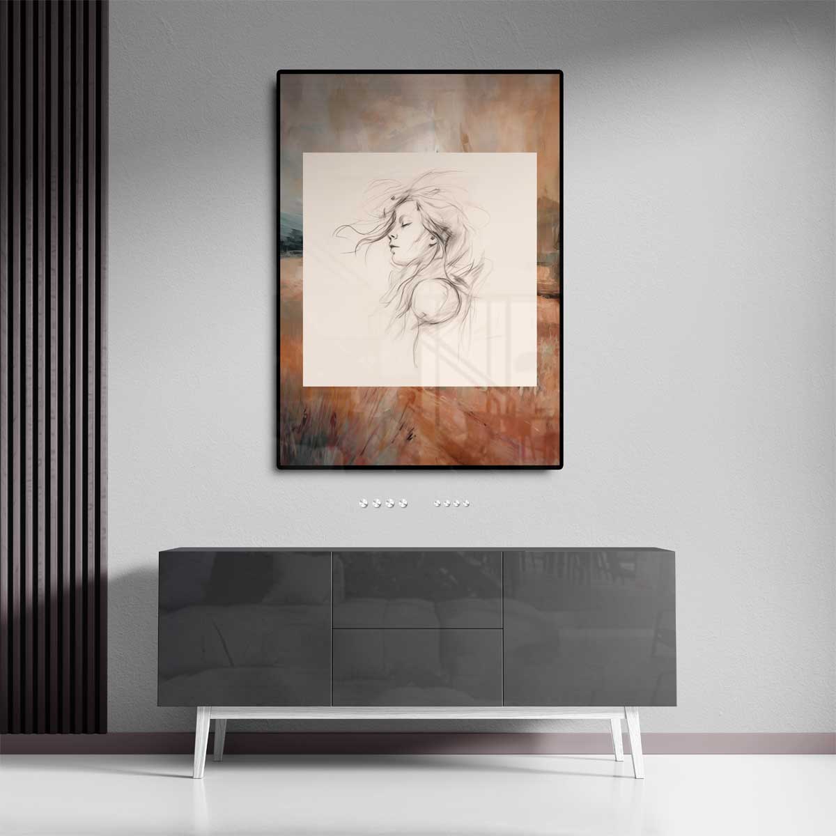 Dromerig Portret Kunstwerk-canvas-dibond-plexiglas-wanddecoratie-WallArtistic