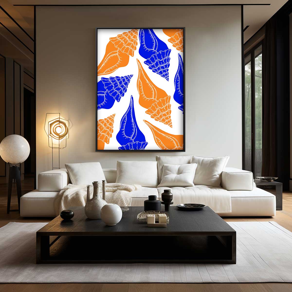 Schelpenavontuur op Kleur Kunstwerk-canvas-dibond-plexiglas-wanddecoratie-WallArtistic