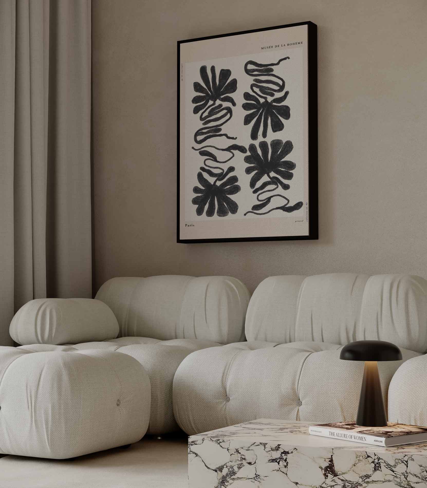 Abstracte Bloemvormen Illustratie Kunstwerk-canvas-dibond-plexiglas-wanddecoratie-WallArtistic