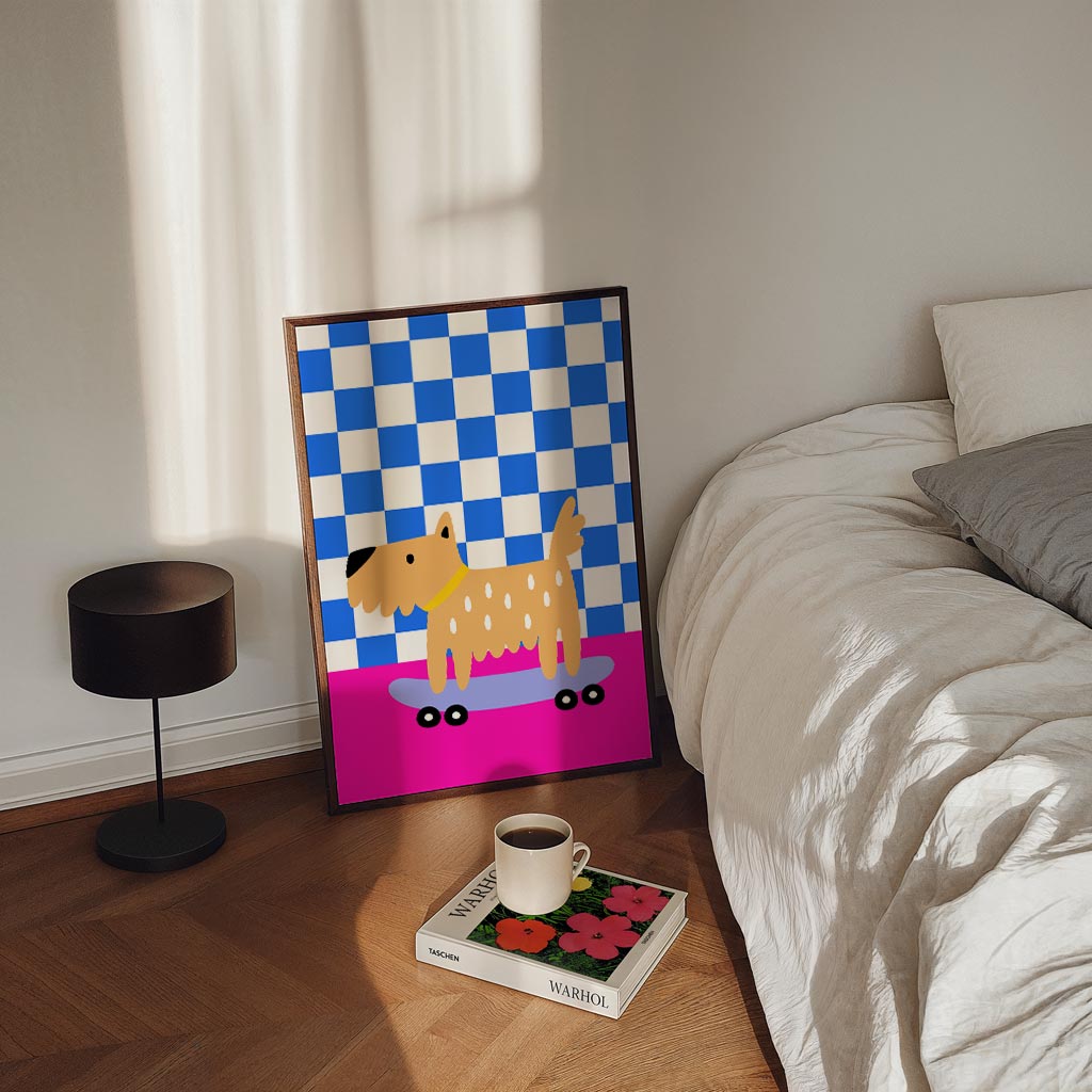 Schattige Hond op Skateboard Poster