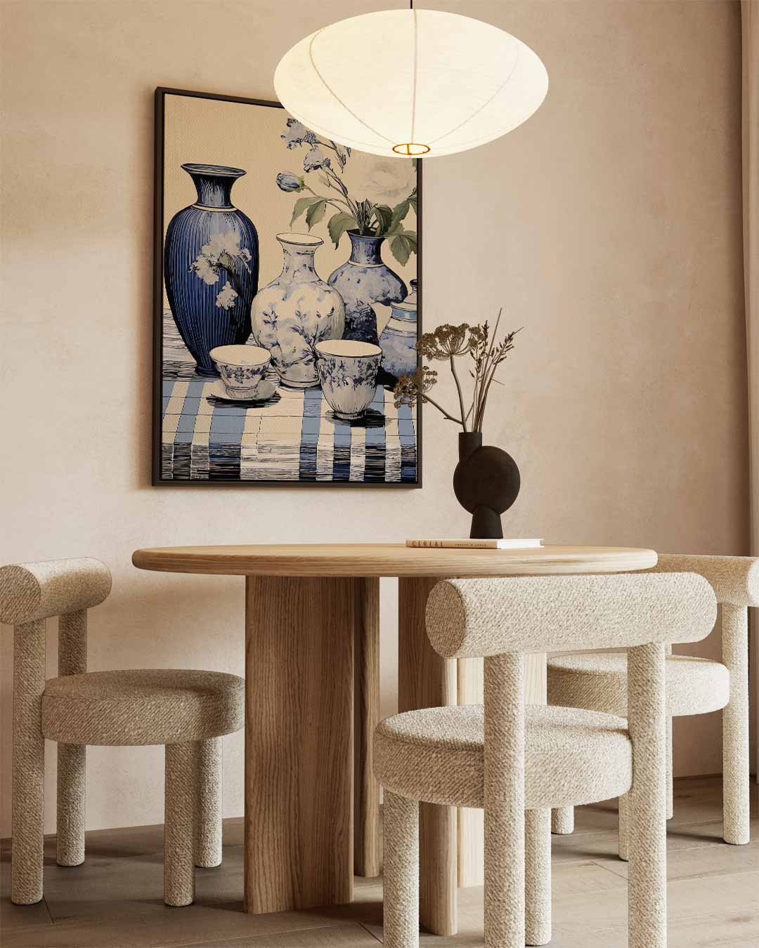 Tijdloze Elegantie in Blauw en Wit Kunstwerk-canvas-dibond-plexiglas-wanddecoratie-WallArtistic