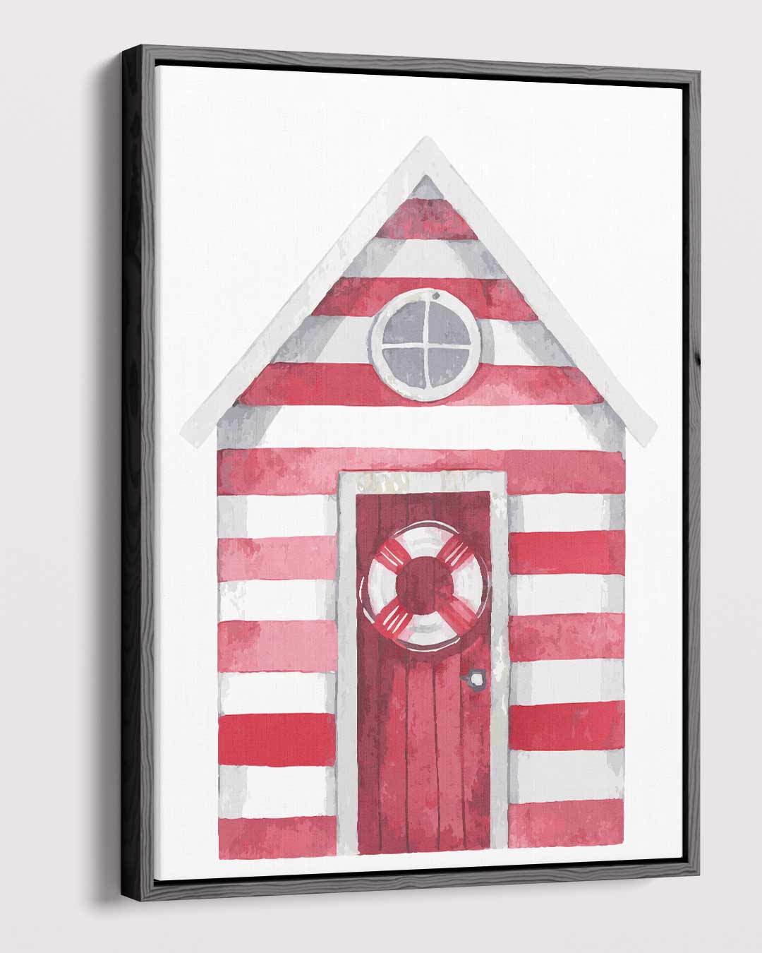 Strandhuisje in Strepen Kunstwerk-canvas-dibond-plexiglas-wanddecoratie-WallArtistic
