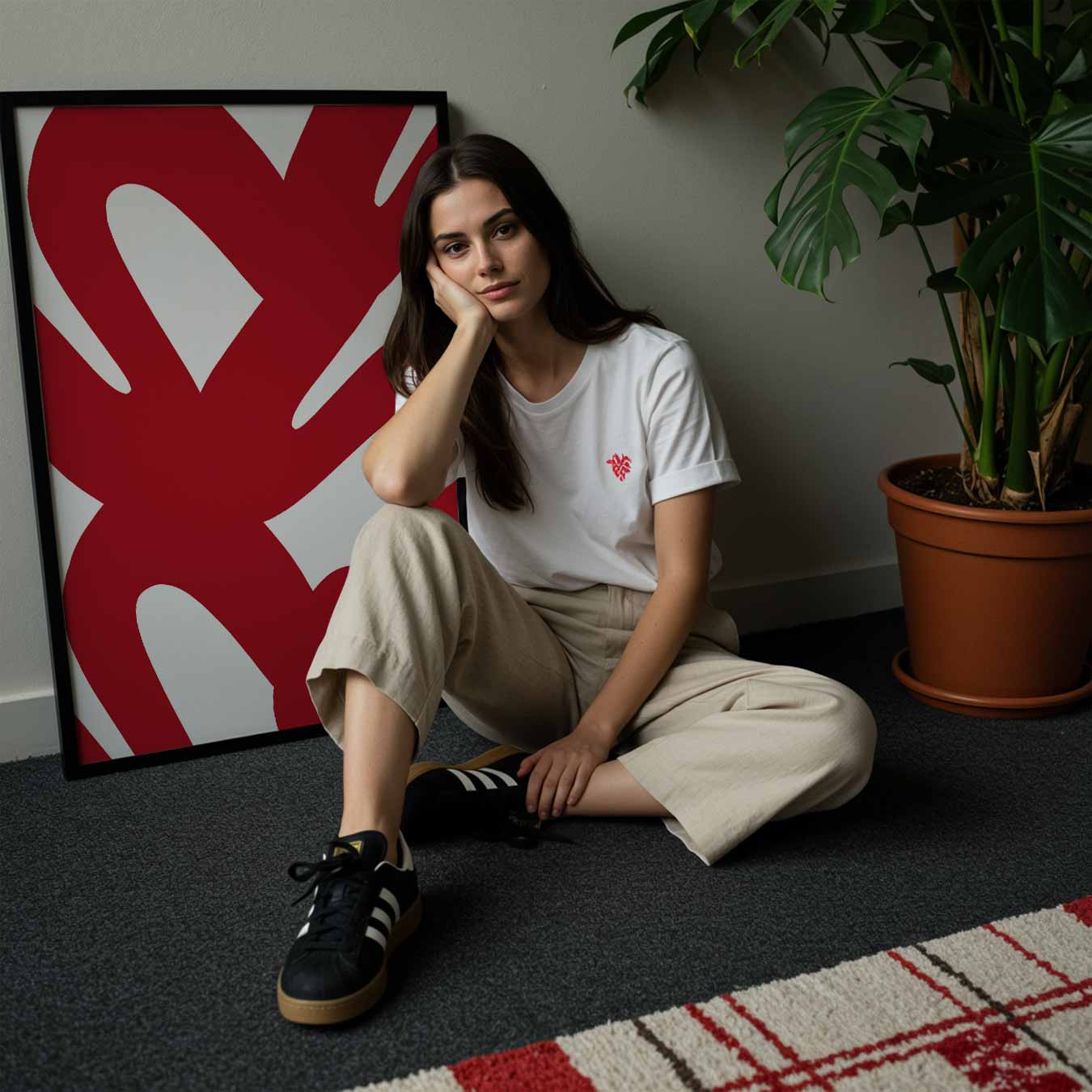 Abstracte Rode Kunstprint Poster-WallArtistic