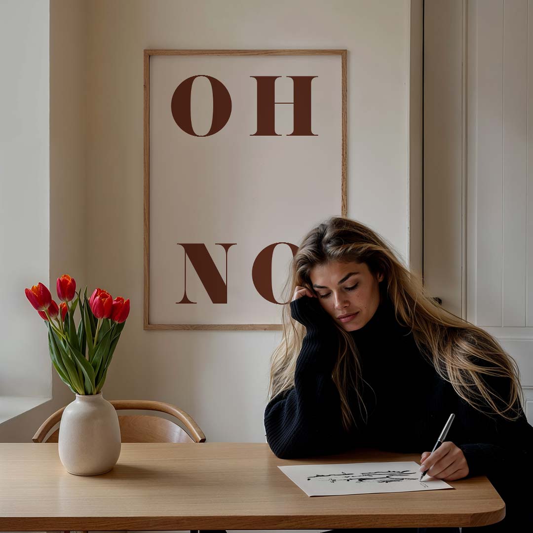 Stijlvolle "Oh No" Typografie Poster-WallArtistic