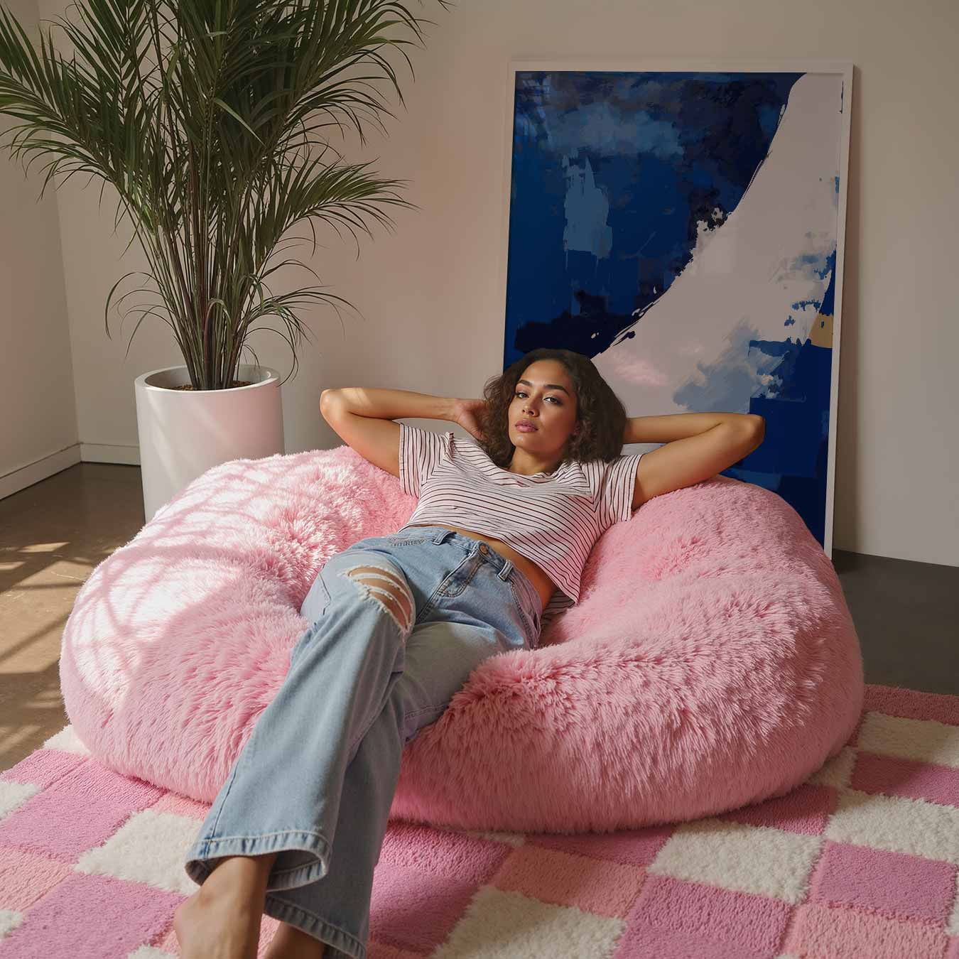 Abstracte Blauw-Witte Vleug Poster-WallArtistic