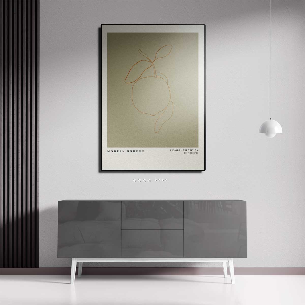 Modern Bohème Citroen Lijntekening Kunstwerk-canvas-dibond-plexiglas-wanddecoratie-WallArtistic
