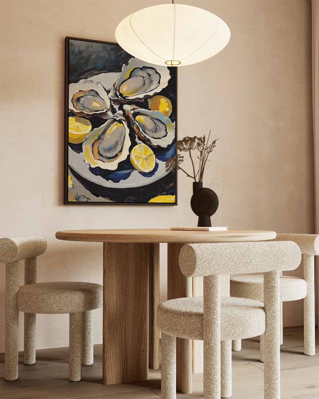 Schilderij van Oesters en Citroenen Kunstwerk-canvas-dibond-plexiglas-wanddecoratie-WallArtistic