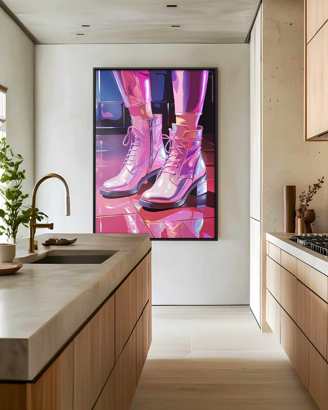 Sprankelende Laarzen in de Spotlight Kunstwerk-canvas-dibond-plexiglas-wanddecoratie-WallArtistic