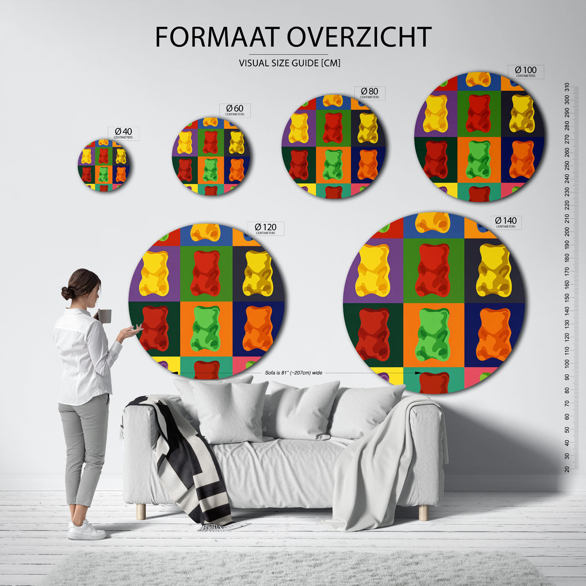 Gekleurde vormen Muurcirkel