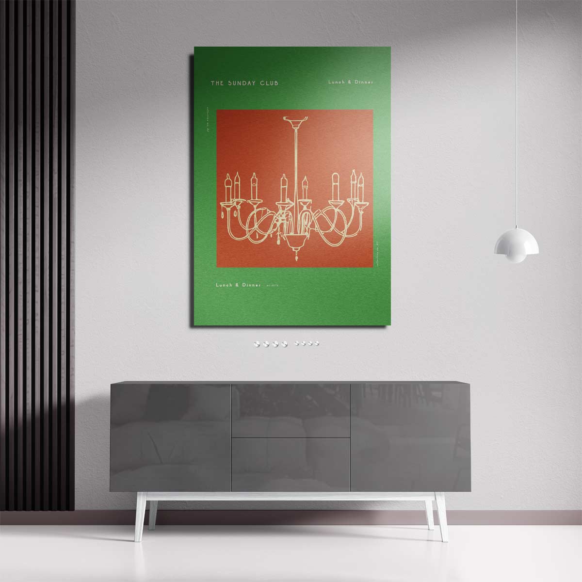 Retro Kroonluchter Illustratie Kunstwerk-canvas-dibond-plexiglas-wanddecoratie-WallArtistic