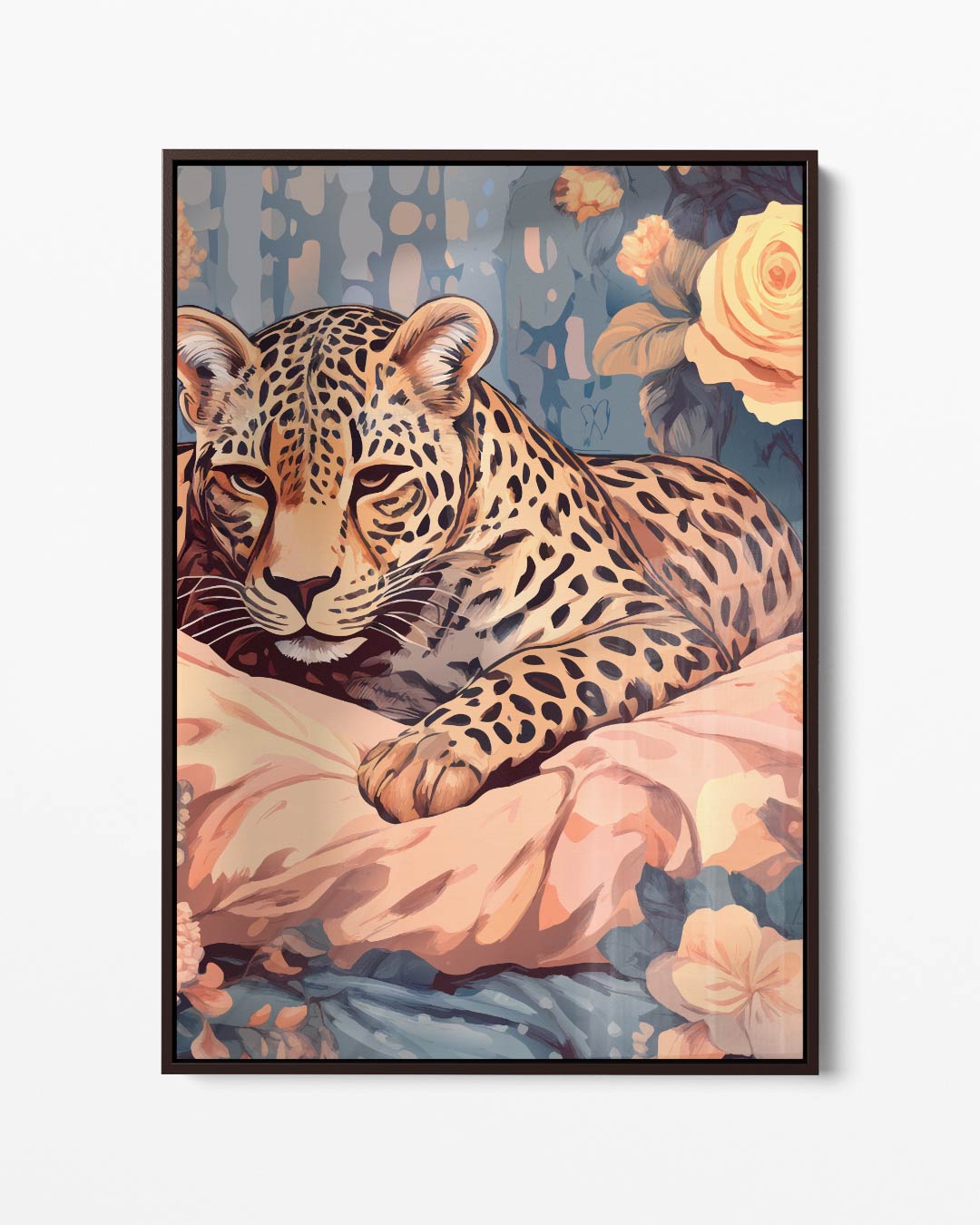 Luipaard in Bloemenpracht Kunstwerk-canvas-dibond-plexiglas-wanddecoratie-WallArtistic