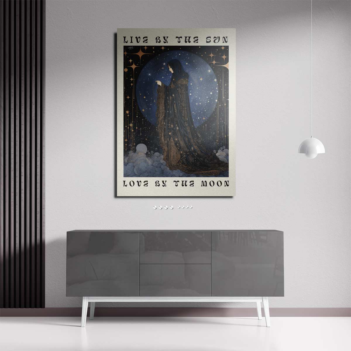 Mystieke Zon en Maan Vrouw Kunstwerk-canvas-dibond-plexiglas-wanddecoratie-WallArtistic