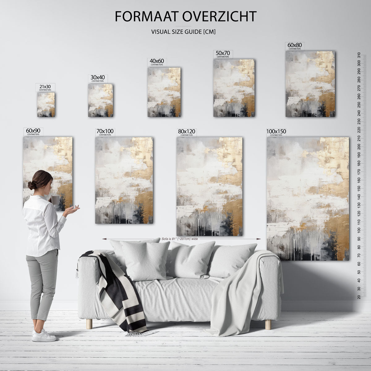 Goud en grijs abstracte Poster