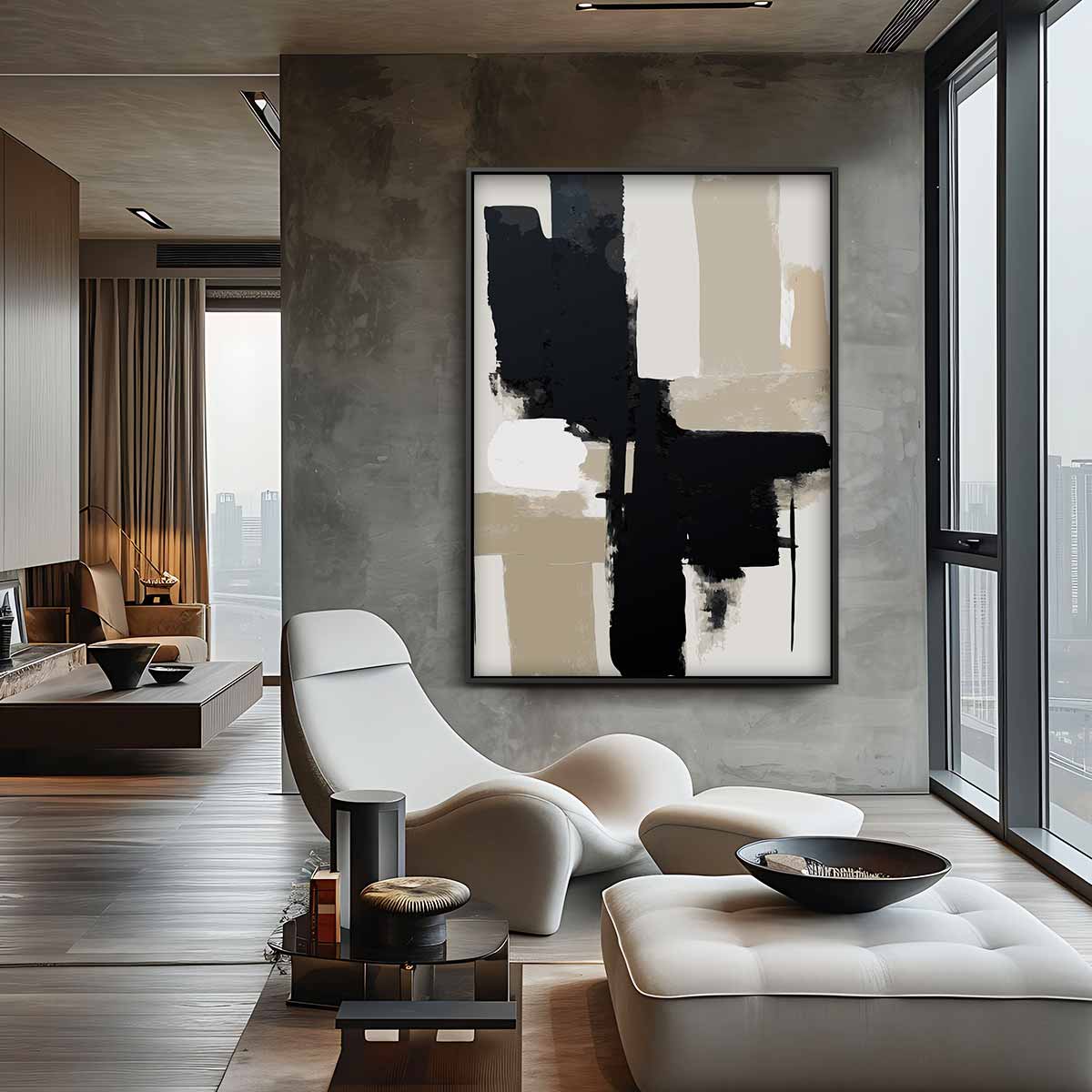 Abstracte Contrasten Kunstwerk-canvas-dibond-plexiglas-wanddecoratie-WallArtistic