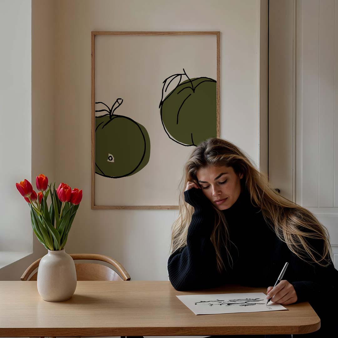 Minimalistische Groene Appels Poster-WallArtistic