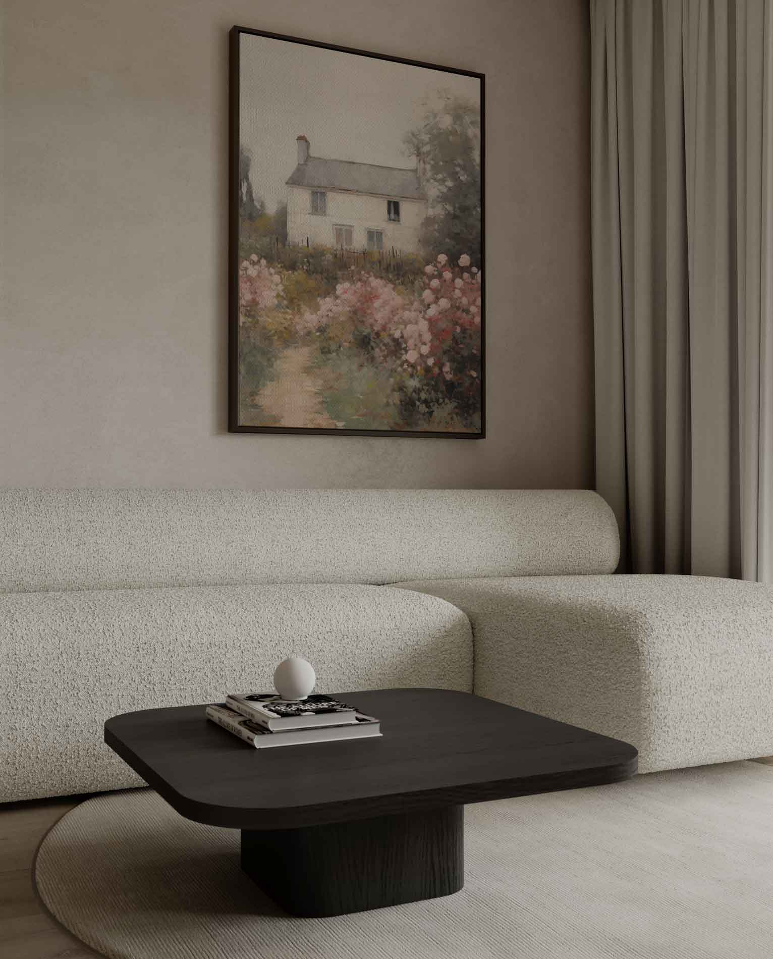 Rustiek Landhuis in Bloemrijk Landschap Kunstwerk-canvas-dibond-plexiglas-wanddecoratie-WallArtistic