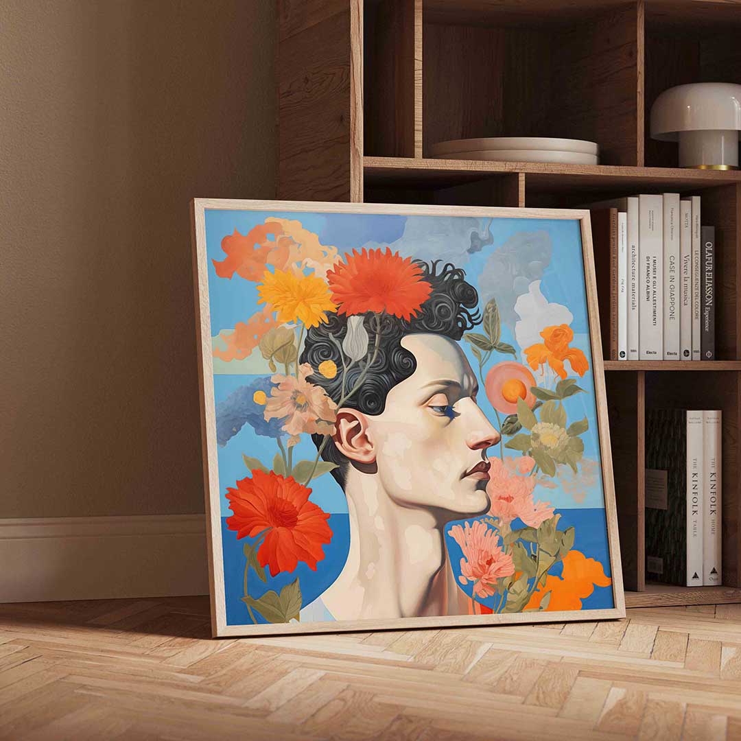 Bloemen en profiel Poster