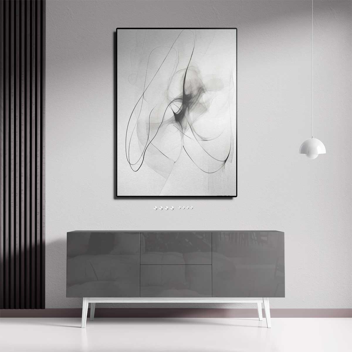 Dromerige Zwart-Witte Abstractie Kunstwerk-canvas-dibond-plexiglas-wanddecoratie-WallArtistic