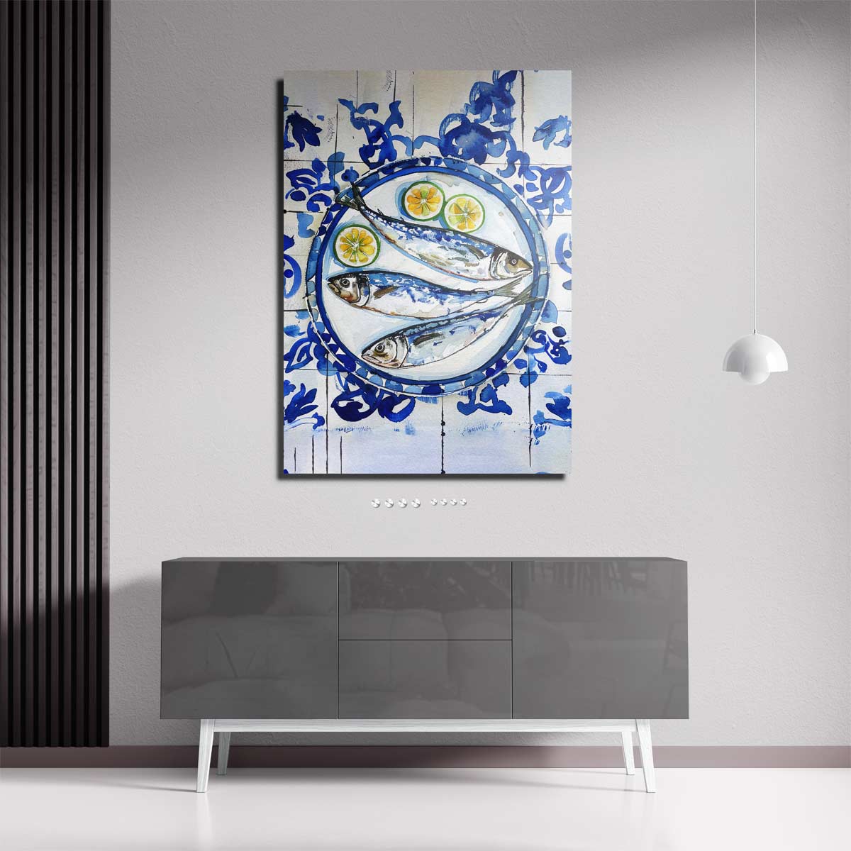 Vissersdromen in Blauw Kunstwerk-canvas-dibond-plexiglas-wanddecoratie-WallArtistic