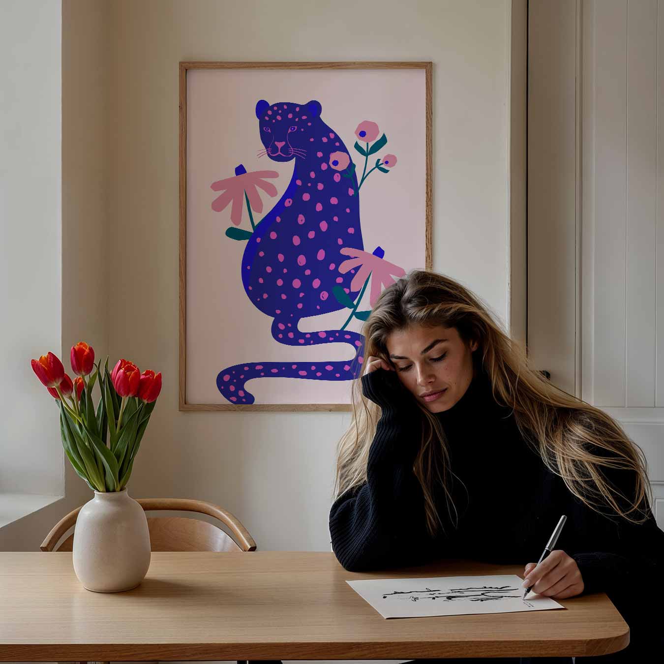 Vrolijke Luipaard Kunstprint Poster-WallArtistic