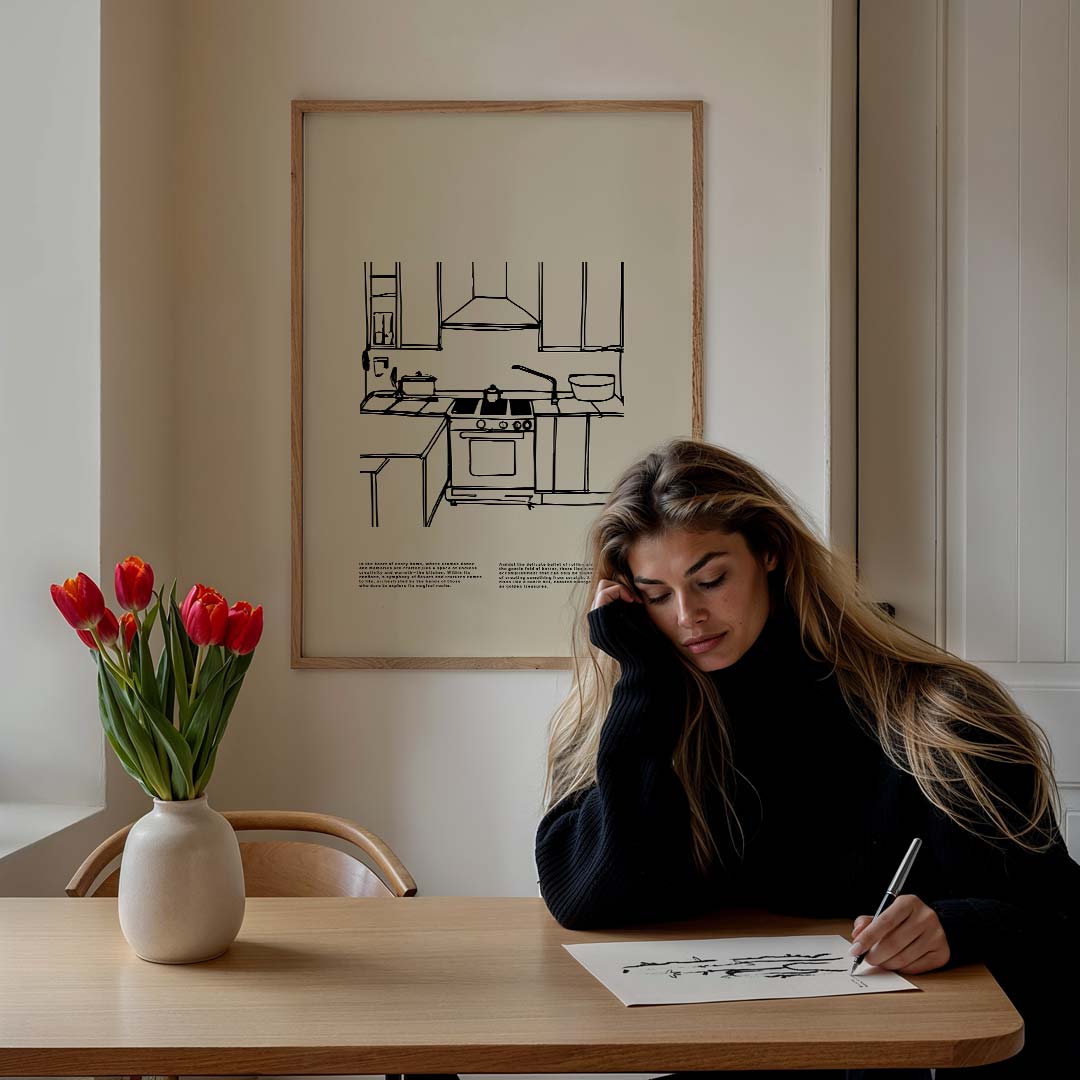 Stijlvolle Keuken Illustratie Poster-WallArtistic