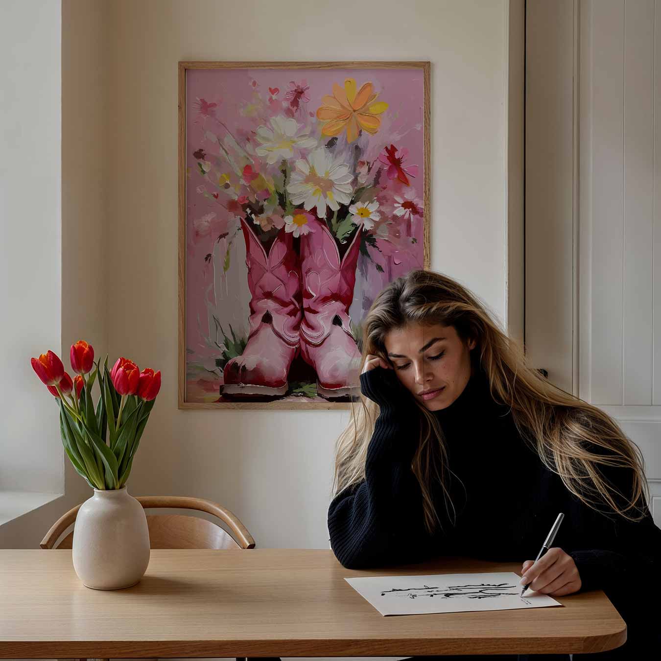 Bloemenlaarzen Poster-WallArtistic
