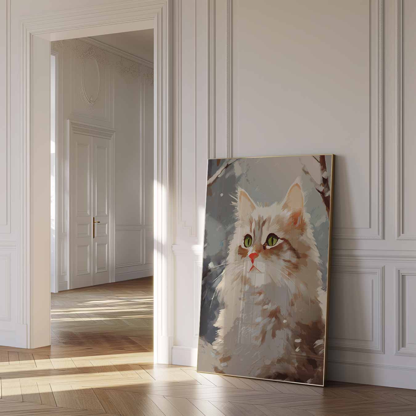 Winterse Kat Kunstposter-WallArtistic