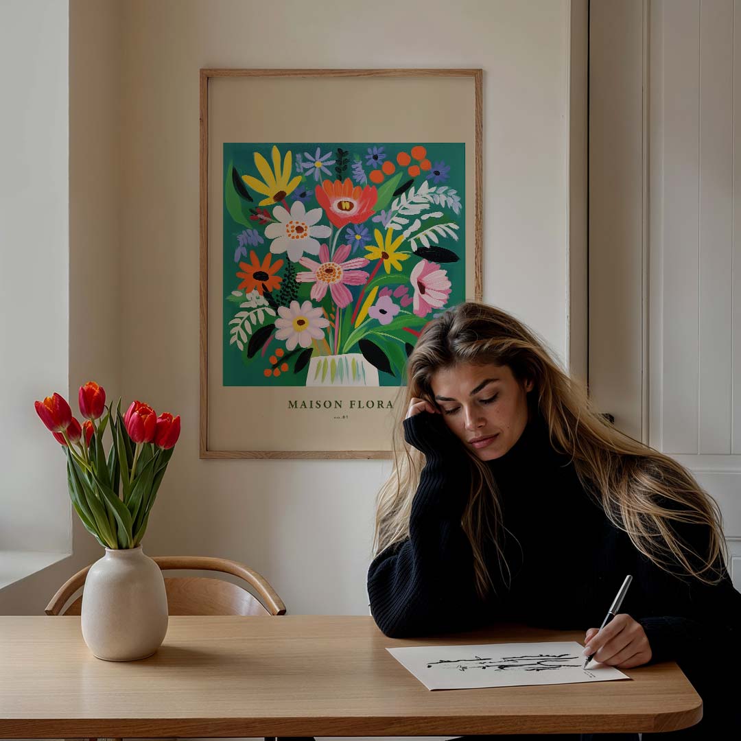 Vrolijke Bloemen Compositie Poster-WallArtistic