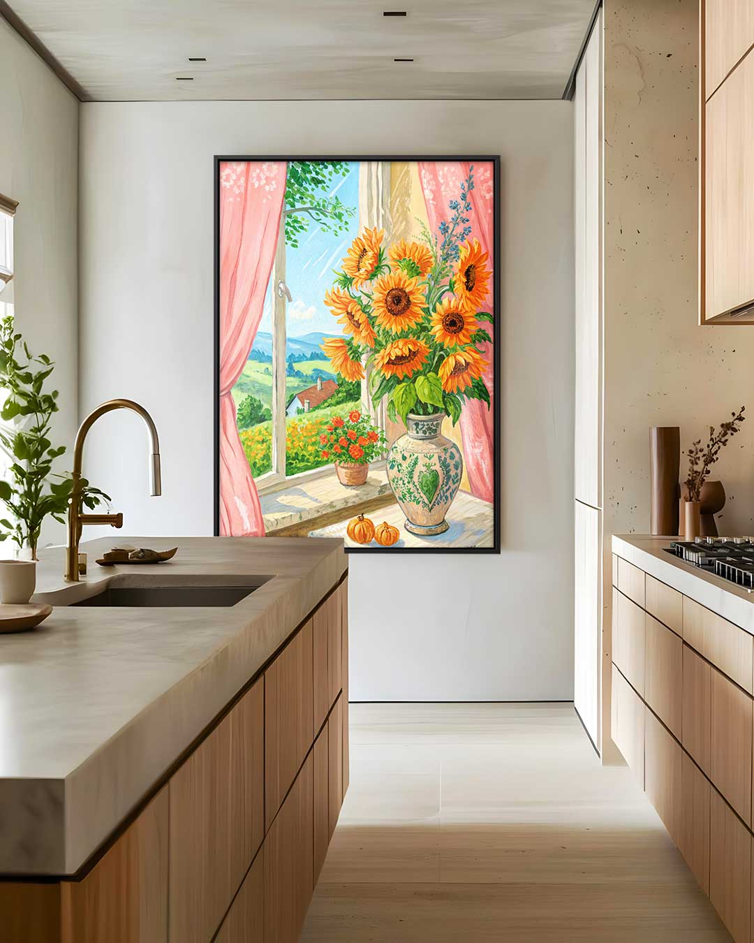 Zomers Arrangement bij het Venster Kunstwerk-canvas-dibond-plexiglas-wanddecoratie-WallArtistic