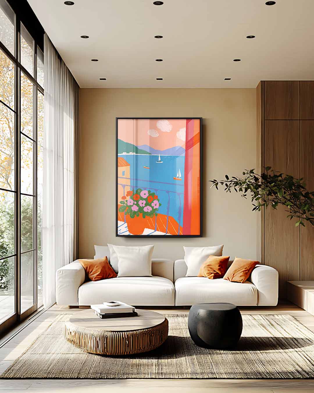 Uitzicht vanaf het Balkon Kunstwerk-canvas-dibond-plexiglas-wanddecoratie-WallArtistic