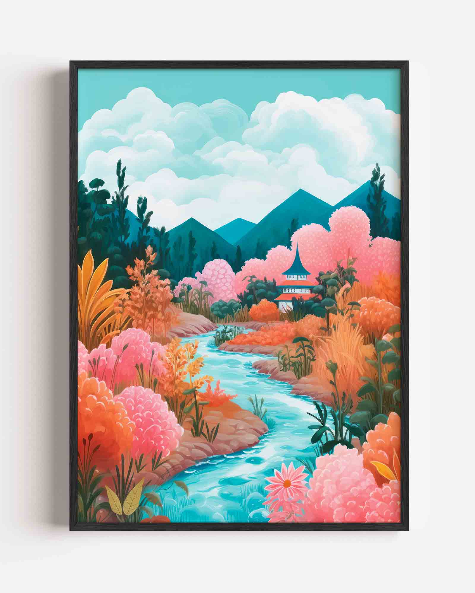 Landschap met rivier Poster