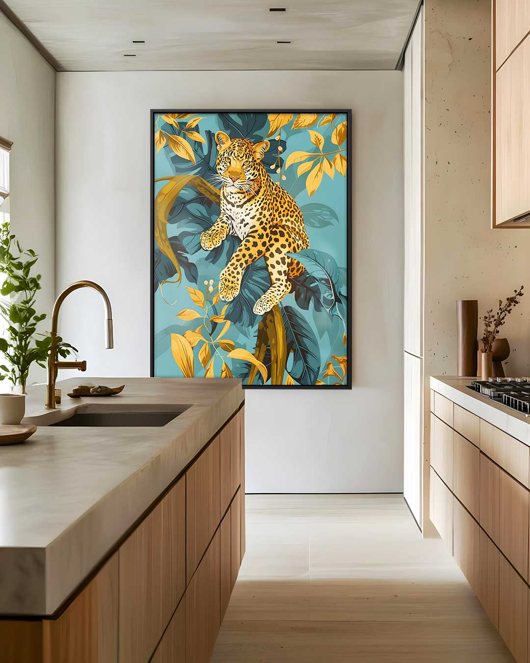 Luipaard in de Jungle Kunstwerk-canvas-dibond-plexiglas-wanddecoratie-WallArtistic