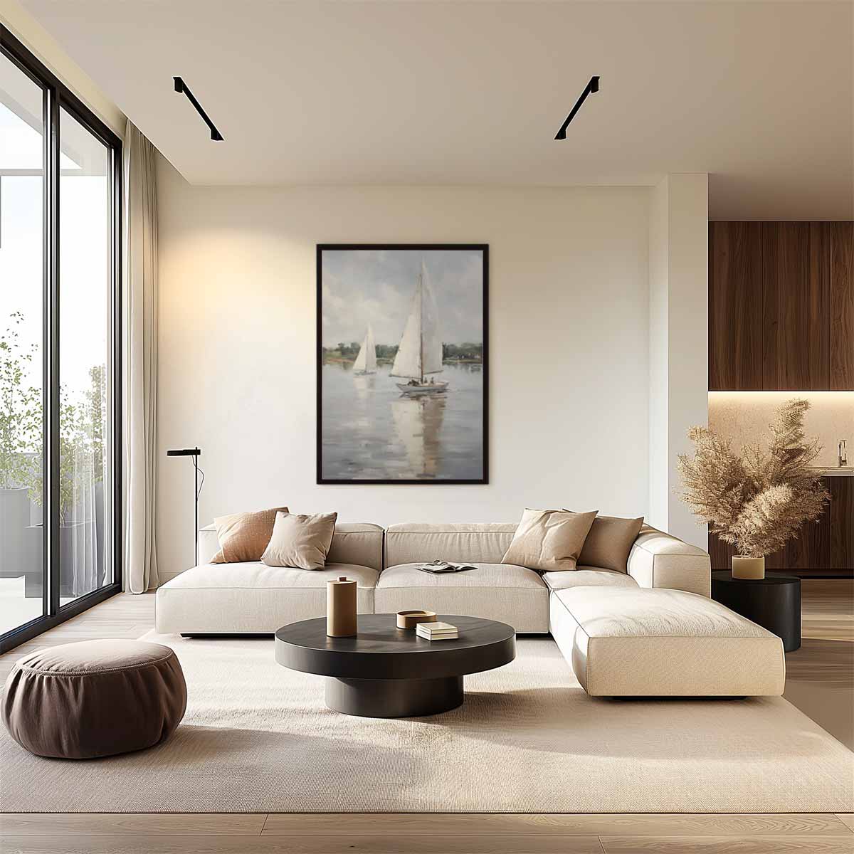 Zeilen op Rustig Water Kunstwerk-canvas-dibond-plexiglas-wanddecoratie-WallArtistic